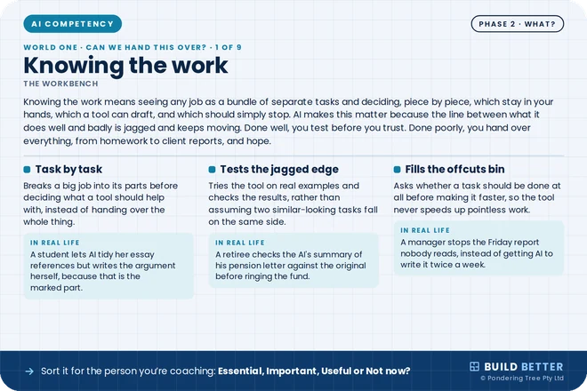 AI Competency card: Knowing the work