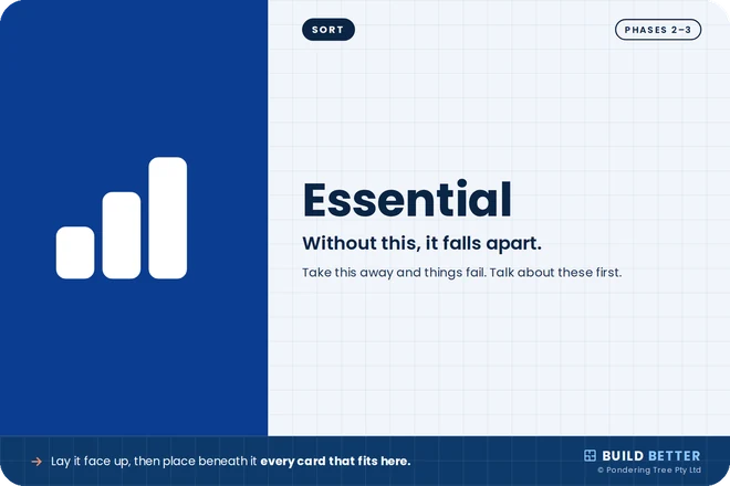 Sort card: Essential. Without this, it falls apart.
